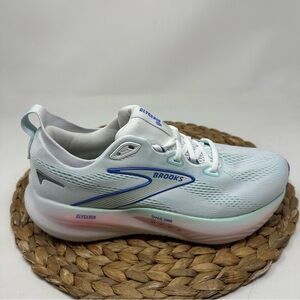 BROOKS Glycerin 22 Running Shoe White Limpet Shell Amparo Blue Size 9.5 WIDE